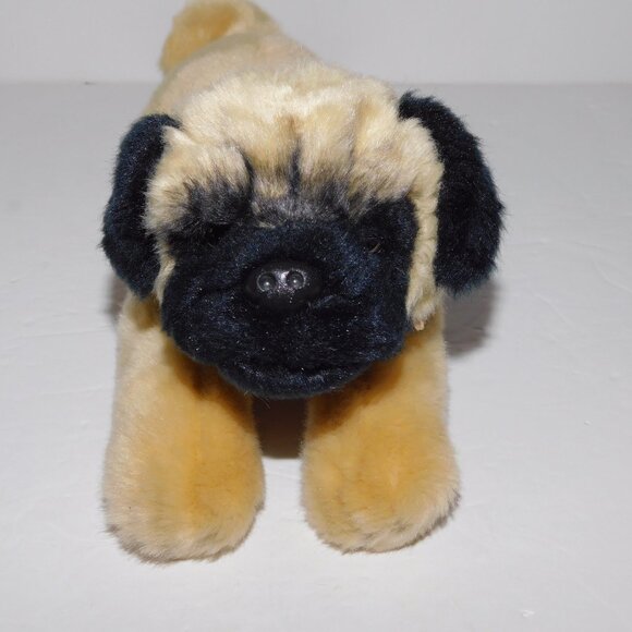 Russ Berrie Yomiko Classics 10" Plush Beige Black Stuffed laying Pug Dog Puppy - Picture 2 of 8